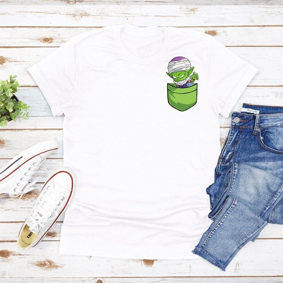 Dragon Ball Z Design Piccolo Chibi Pocket T-Shirt - Picture 1 of 1